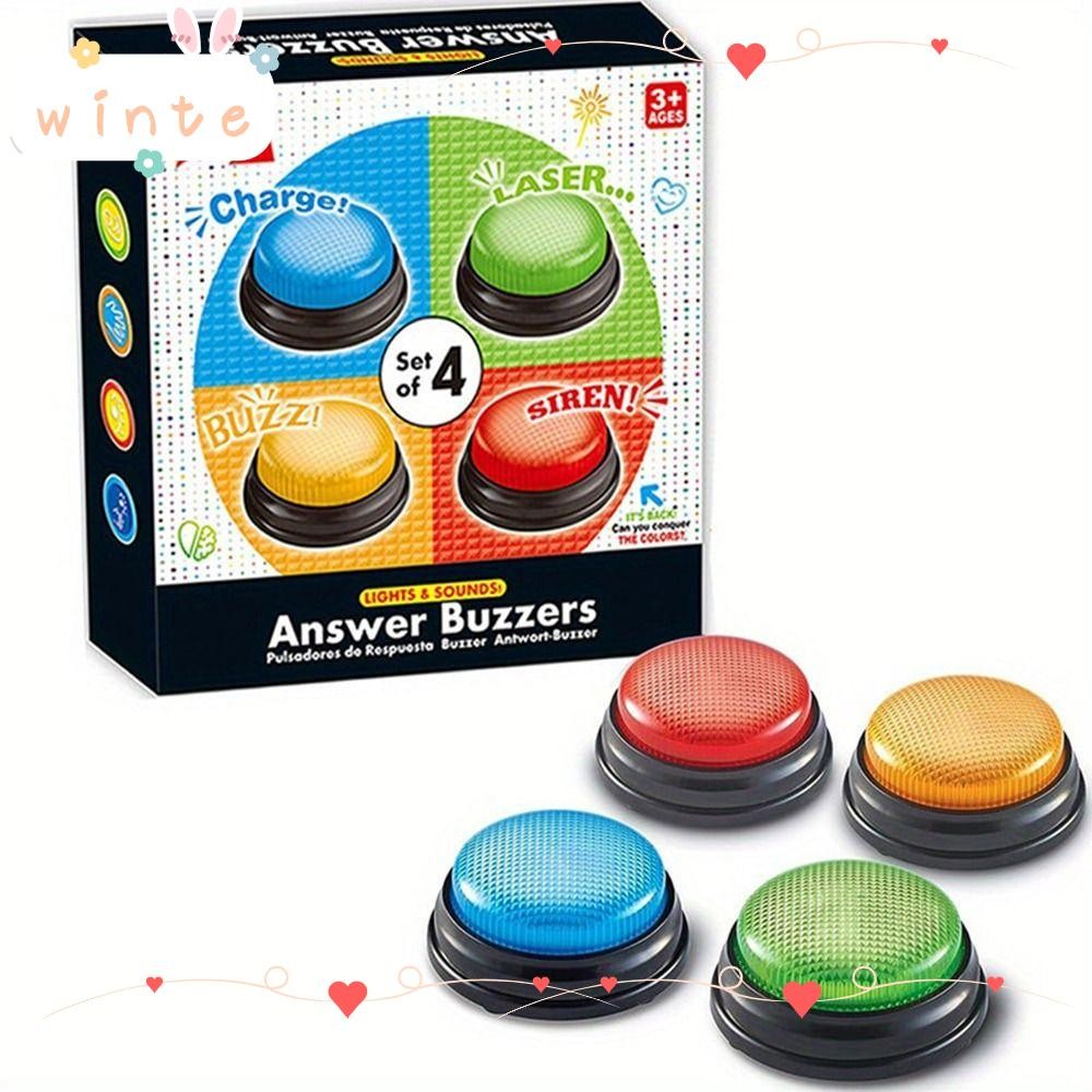 WINTE 4pcs Answer Buzzers, Trivia Games with Lights and Sound Game ...