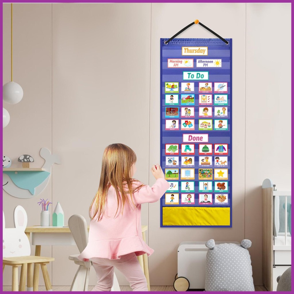 Daily Routine Chart Wall Planner with 144 Cards Portable Flexible ...