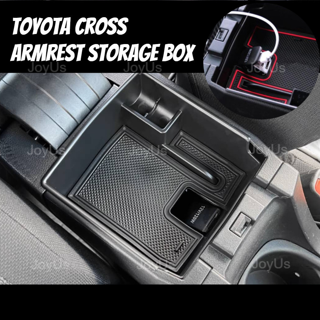 Black Superfiber Leather Armrest Console Cover – Fits Corolla Cross 2020-2022