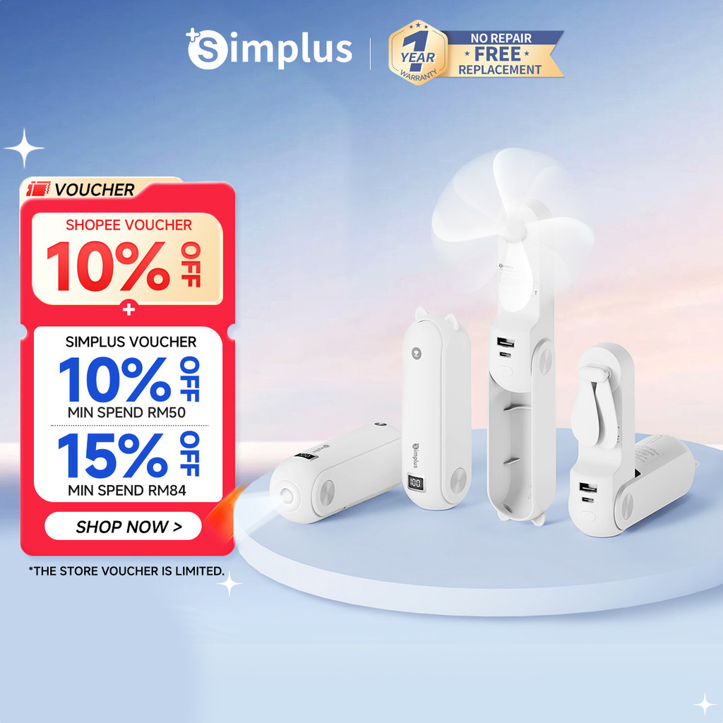 Simplus Handheld Mini Foldable USB Electric Fan (4800mAh) DFSH011 Kipas ...