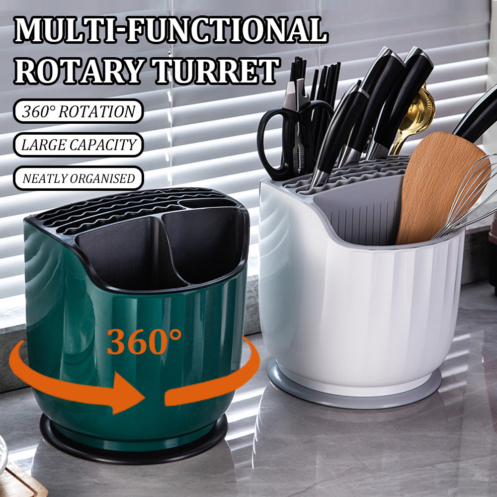 Kitchen Rotating Knife Holder Storage Rack Countertop Knife Holder ...