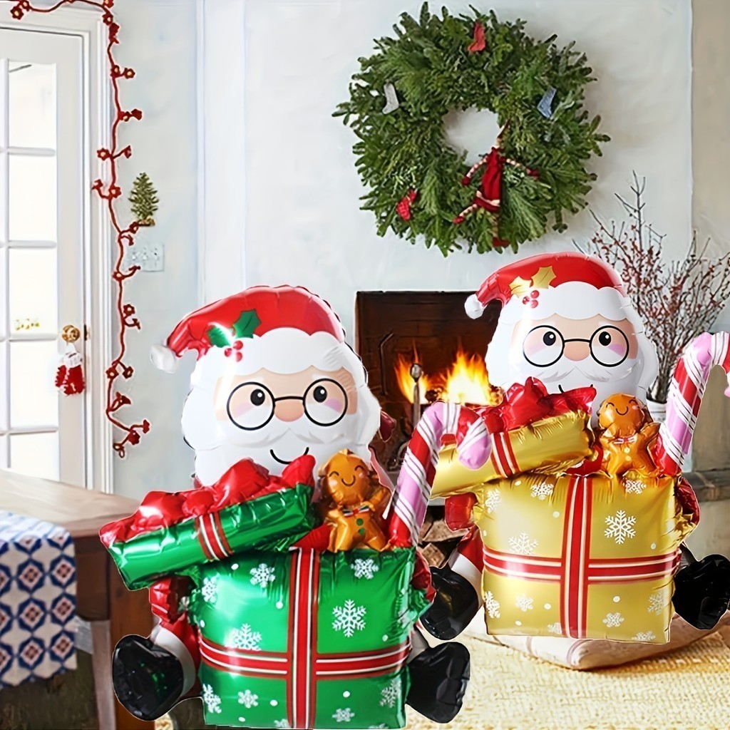 2024 New 3D Assembly Gift Box Santa Claus Foil Balloon Christmas Happy ...
