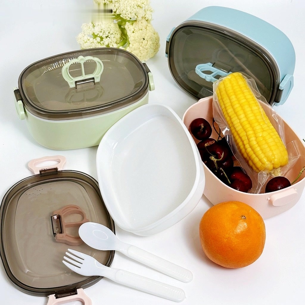 Student lunch box Double heating lunch box set with bowl, spoon and ...