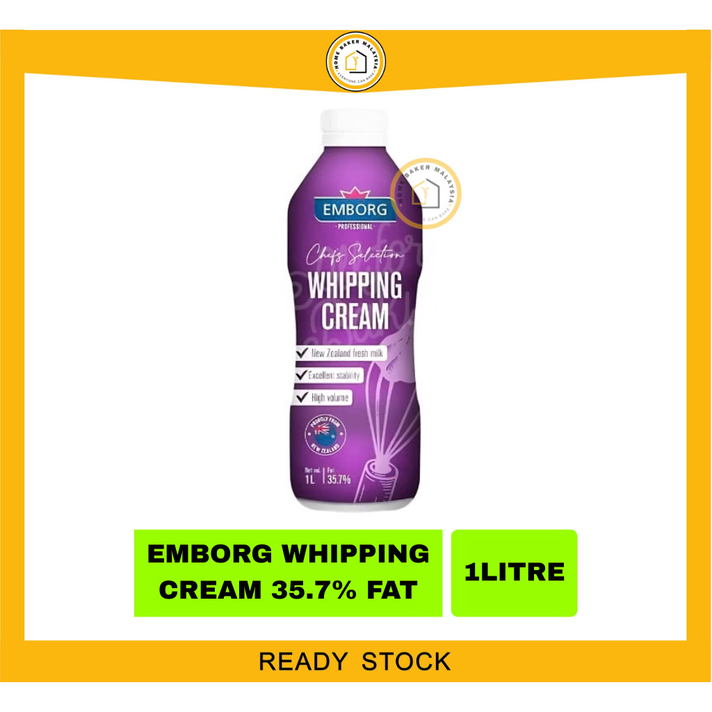 EMBORG WHIPPING CREAM 35.7% FAT 1LITRE [ FREE ICE PACK ] - HOME BAKER ...