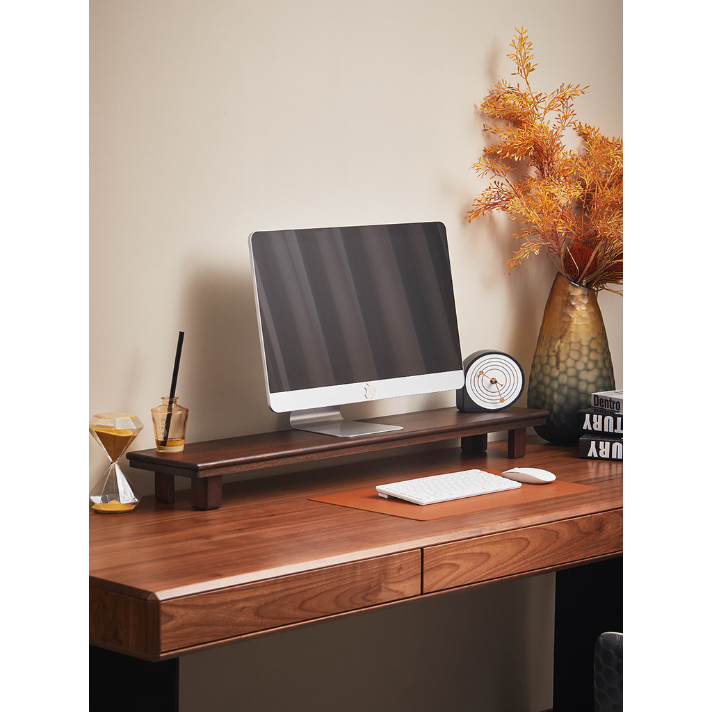 Solid Wood Extended Dual-Screen Computer Large Monitor Elevated Rack TV ...