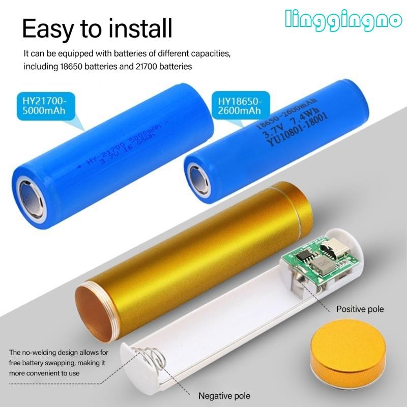 Aluminum Alloy Not Solder 21700 Powerbanks Kit Spring Contact Design ...
