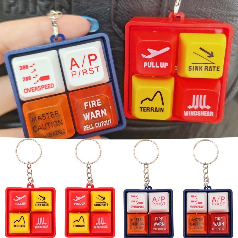 Airplane Warning Sound Simulator Pilot Keychain Emergency Alert Keyring ...