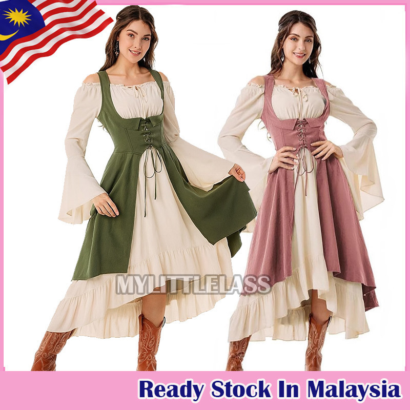 sachin and babi light blue dress Medieval Renaissance Women's Flare Sleeve Fantasy Fairy Dress Halloween  Costume main image 0
