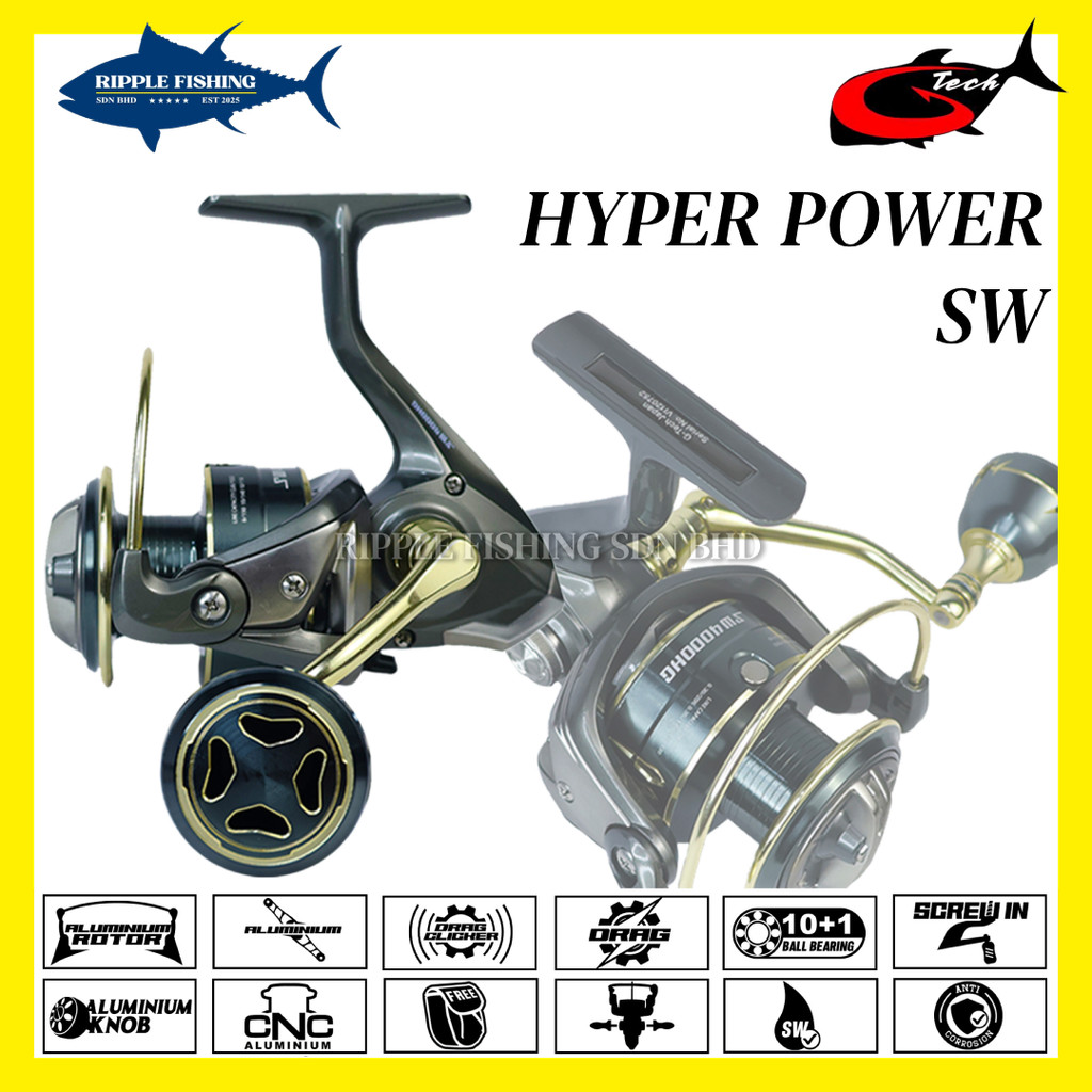 G-TECH HYPER POWER SW SPINNING REEL | Shopee Malaysia