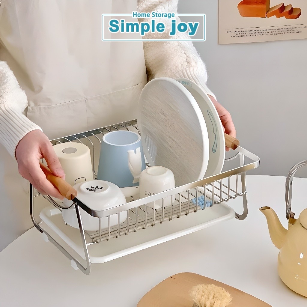 SimpleJoy Dish Rack Stainless Steel Dish Drainer Rack with Water Tray ...