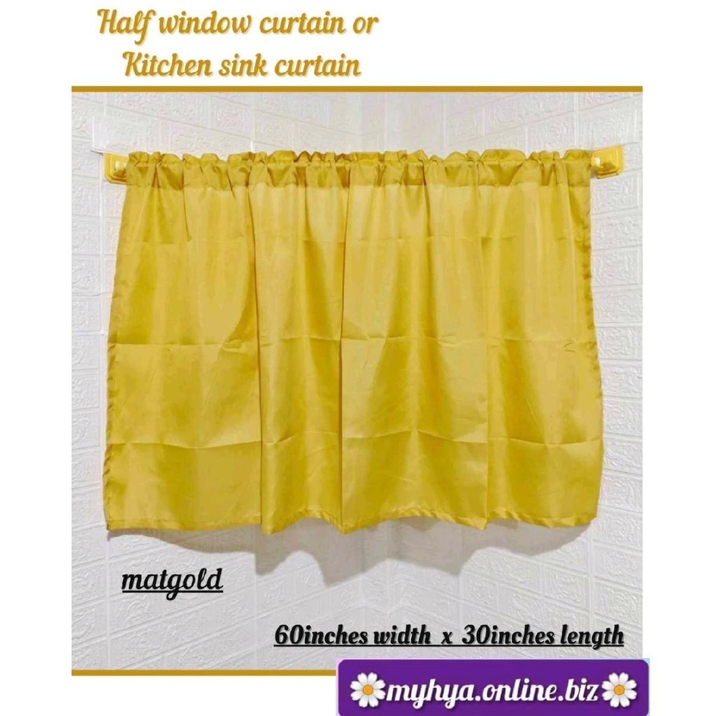 plain half window curtain with tie but sold per piece/ single panel 6ft
