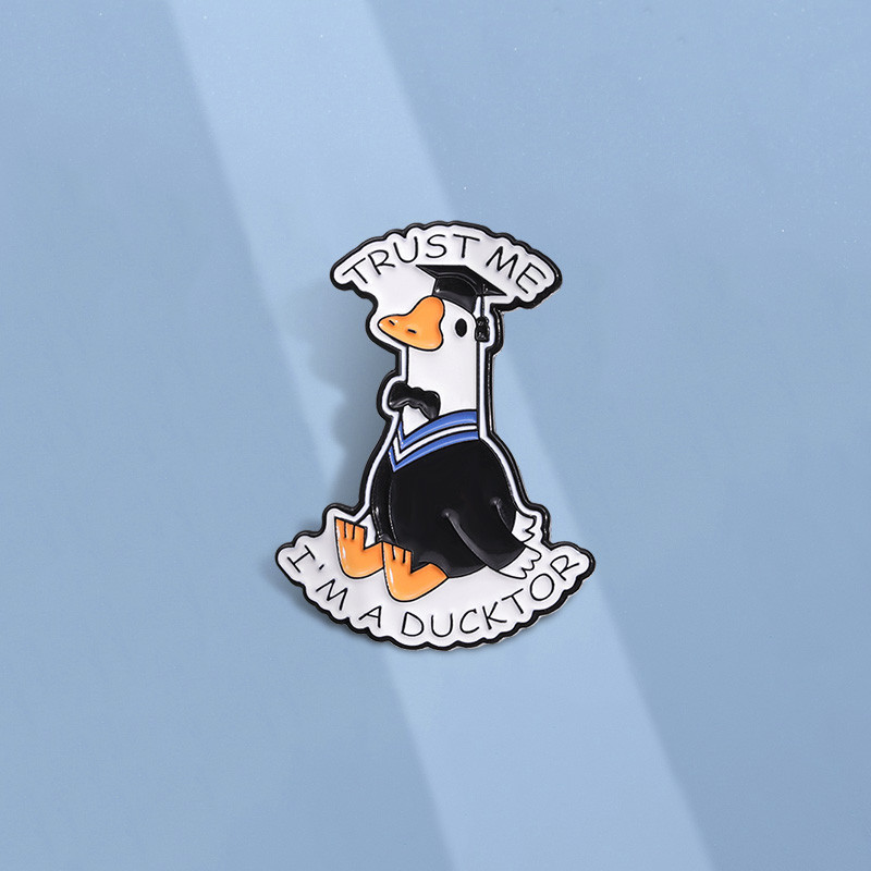 Cartoon I'm A Ducktor Cute Duck Pin Brooches Funny Bachelor Graduation ...