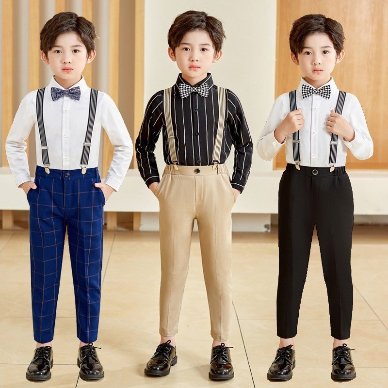 Striped suspender pants deals
