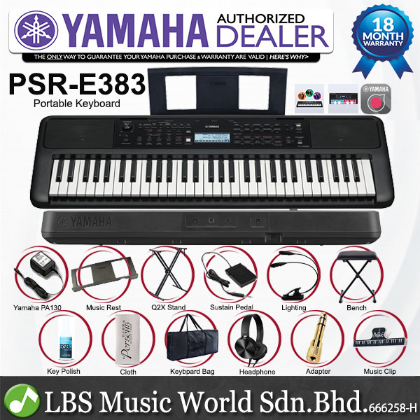 Yamaha PSR-E383 61 Key Portable Keyboard Full Package With Complete ...