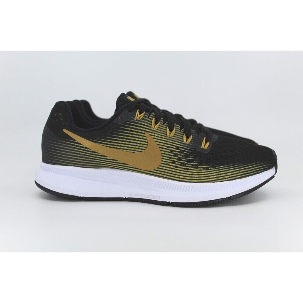 Nike Air Zoom Pegasus 34 Black Metallic Gold Wheat 880560 009