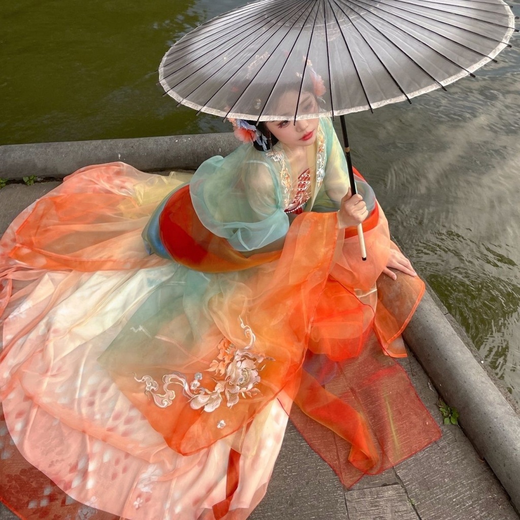 Hanfu Female Original Koi Dragon Female Made in Tang One-Piece Breast ...