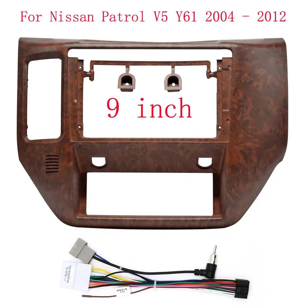 Kit Montage Cadre Autoradio 9 Pouces Nissan Patrol V5 Y61 2004-2012 - Acajou/LHD