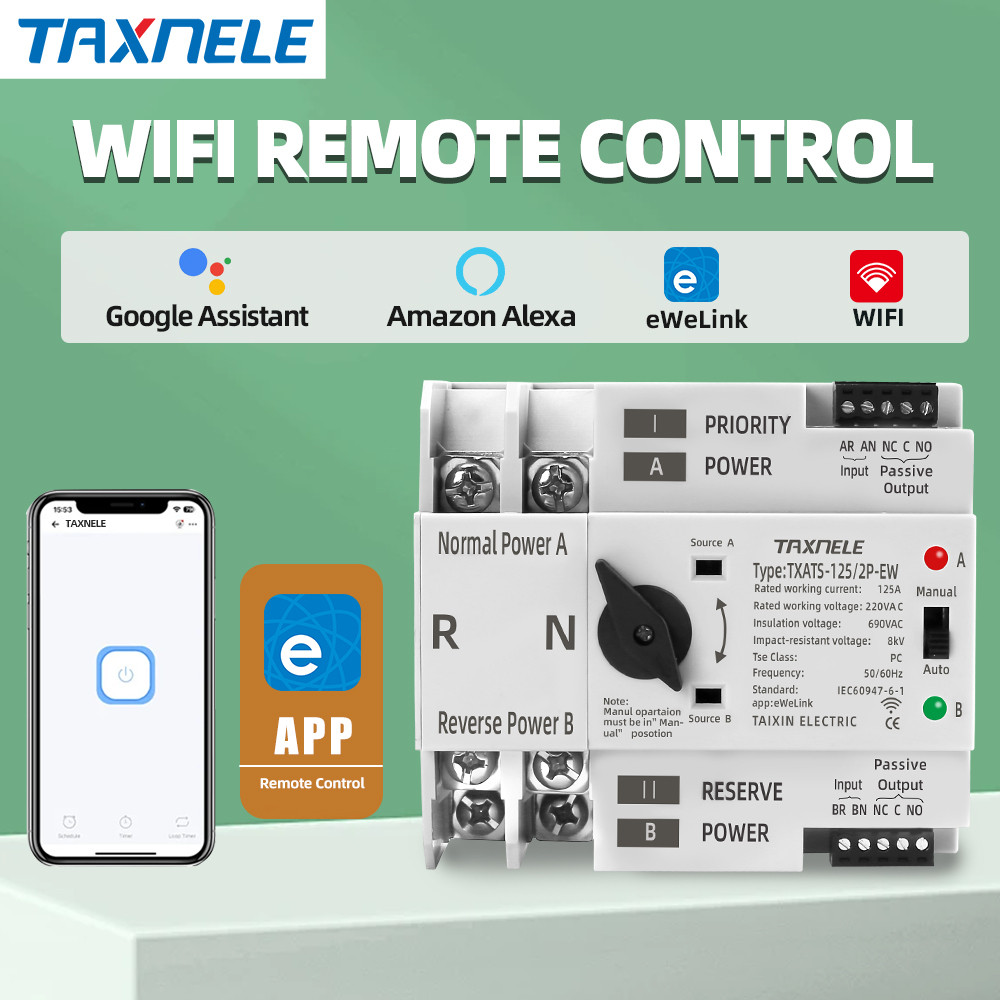 eWelink 2P WIFI smart ATS 230V Dual Power Automatic Transfer Selector ...