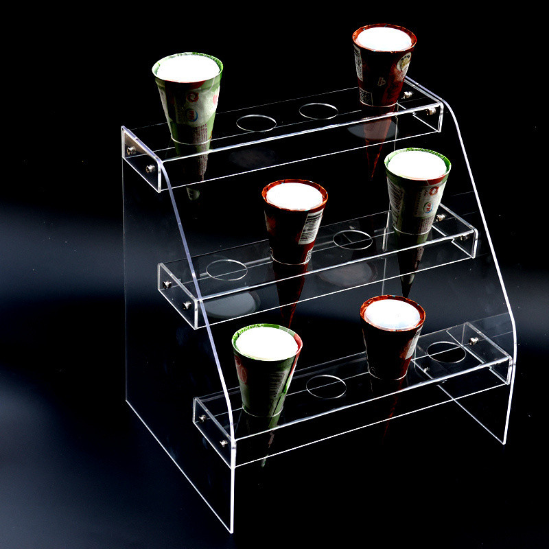 Acrylic Transparent Perforated Step Rack Ice Cream Display Rack Cone ...