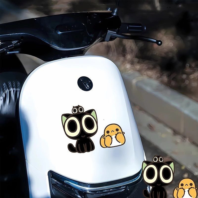 Unique Black Cat Cute Stickers Electric Motorcycle Stickers Decorative ...
