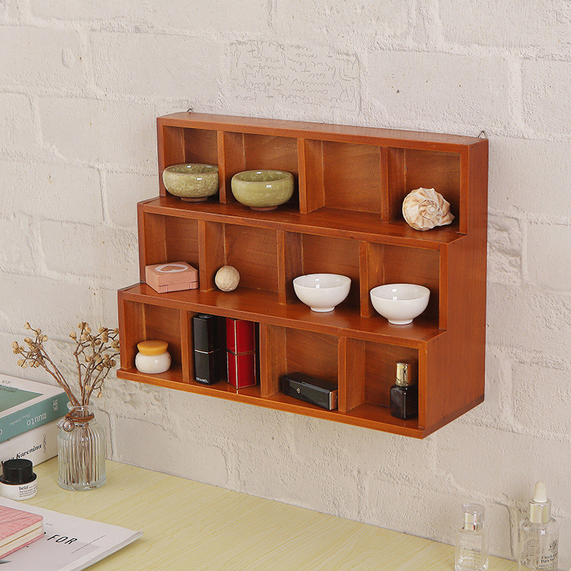 Solid Wood Ladder Bogu Rack Wall-Mounted Storage Box Cabinet Wall ...