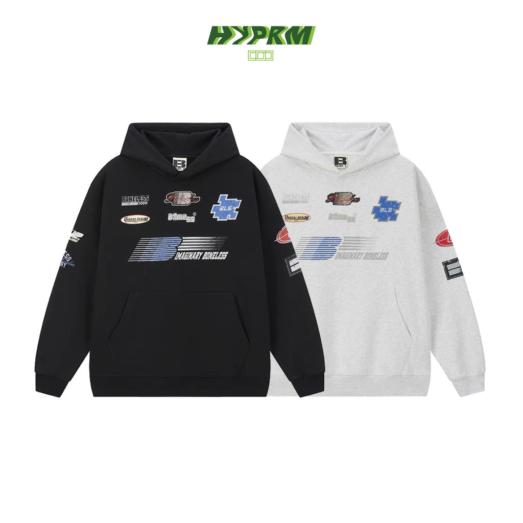 BONELESS Racing Patch Logo Hoodie | Shopee Malaysia