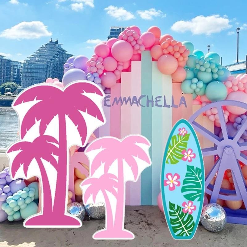 Hot Pink Coconut Palm Tree Cutouts KT Board Pool Party Surfboard ...