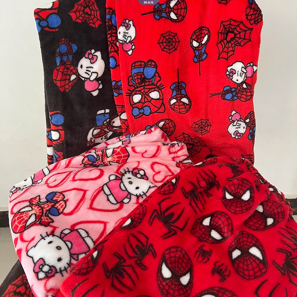 Cotton Velvet Loose Pajamas Hello Kitty Spider-Man Pajamas Long Pants  Women'S And Men'S Cartoon Sleeping Casual Wear Halloween [BL]