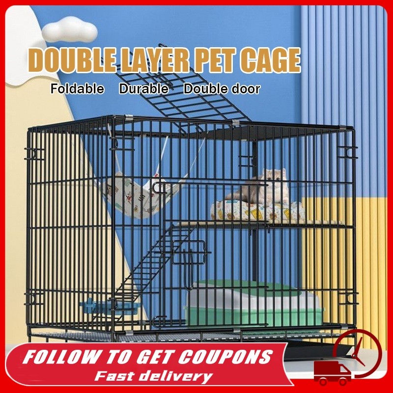 Large Pet Cage with Poop Tray Collapsible Bold Anti-bite Heavy Duty ...