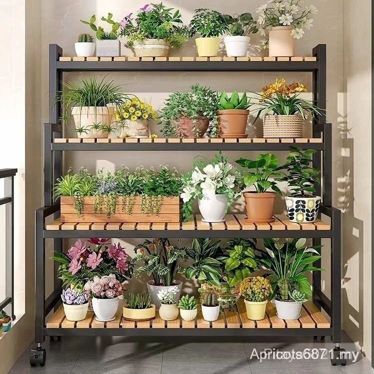 2024 New Flower Stand Movable Wheeled Storage Rack Ladder Living Room ...