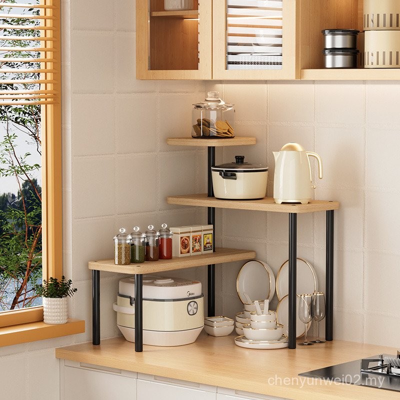 Kitchen Shelf Corner Storage Rack Desk Countertop Bookshelf Multi-Layer ...