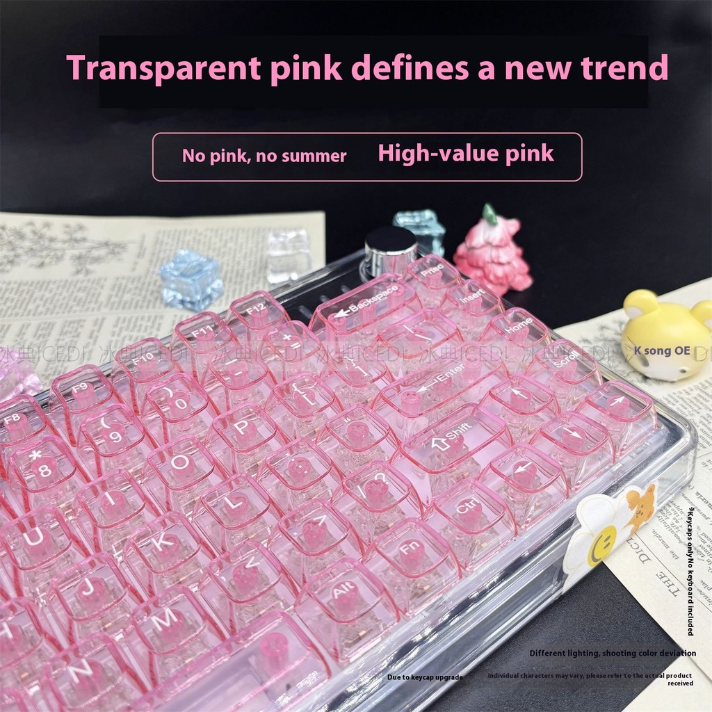 ICEDI High Transparent Pink Crystal Cherry Blossom Keycap Dream Pink ...