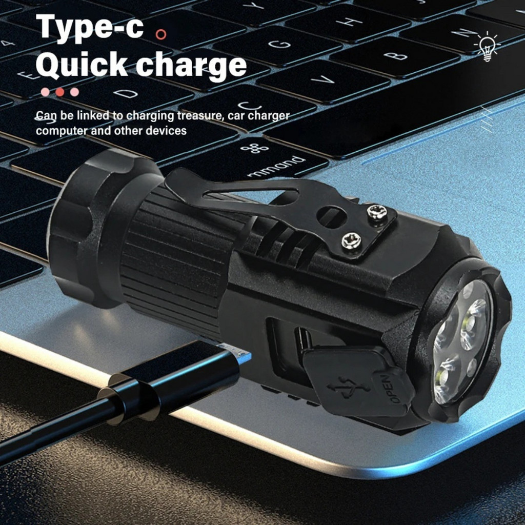 High Powerful Mini Flashlight USB Rechargeable Five Lighting Modes ...