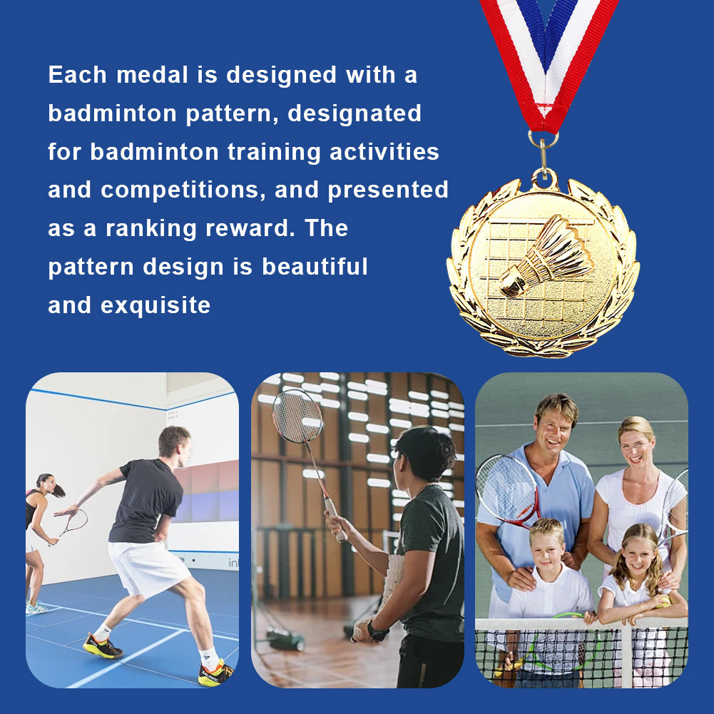 5cm Badminton Medal Gold/Silver/Bronze Medal with Neck Ribbon Sports ...