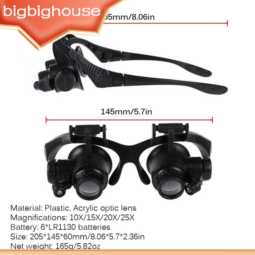 Watch Repair Magnifier with LED Lights 20X 10X Magnifying 15X Glasses ...