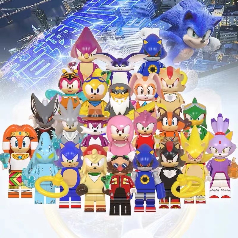 Anime Sonic The Hedgehog Minifigures Sonic Amy Rose Silver Teirusu ...