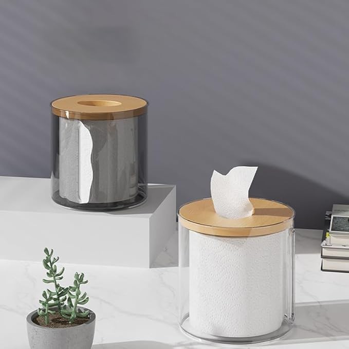 Tissue Box Nordic Style Round Paper Wood Cover Tube Innovative Design ...
