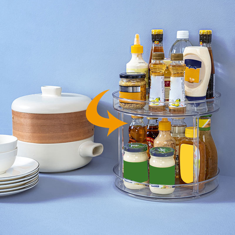 LRM Relota Spice Rack Rotating 2 Tiers, Turntable Kitchen Organiser ...