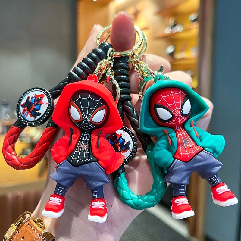 Cute Cartoon Spiderman Silicone Keychains Marvel Superhero Pendant ...