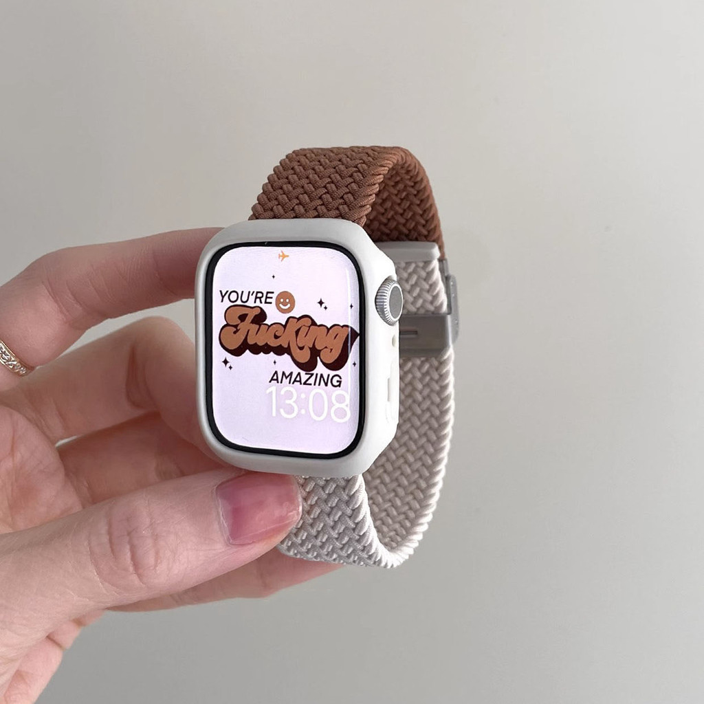 Suitable for Apple Watch Strap 4se Generation iwatch Stretch Weaving Contrast Color Design Dopamine Color New. Shopee Malaysia