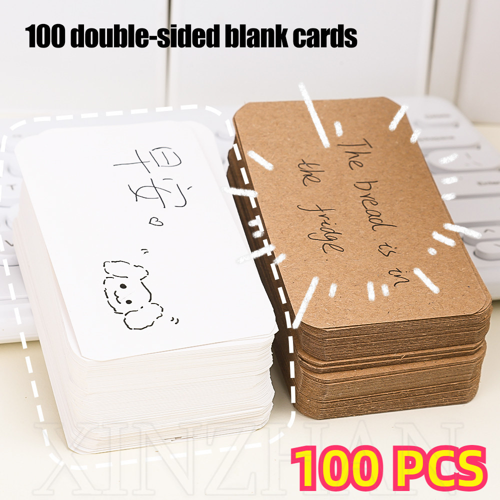 100Pc/Box Double Sided Kraft Paper Blank Card - Portable Message Memo ...