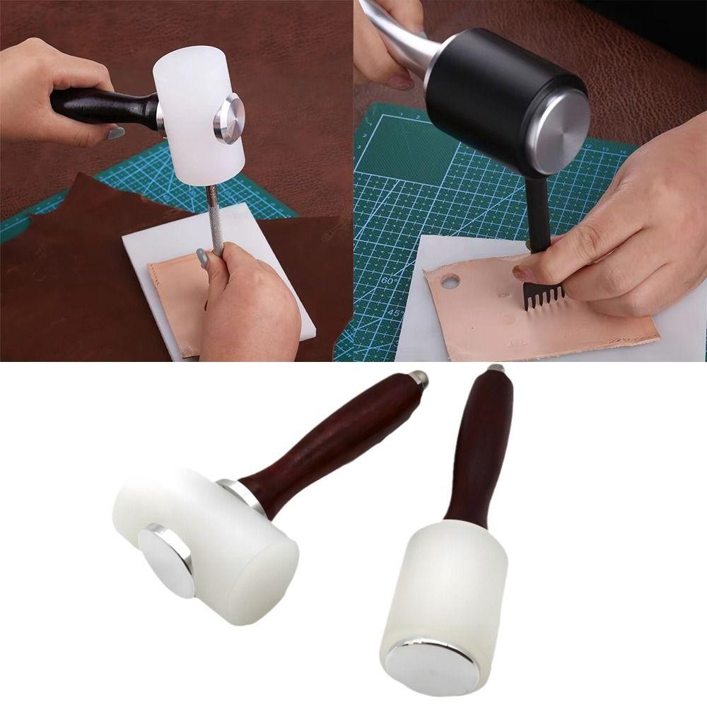 Leather Carving Hammer - Wood Handle Nylon Mallet For Leather Craft Stamping