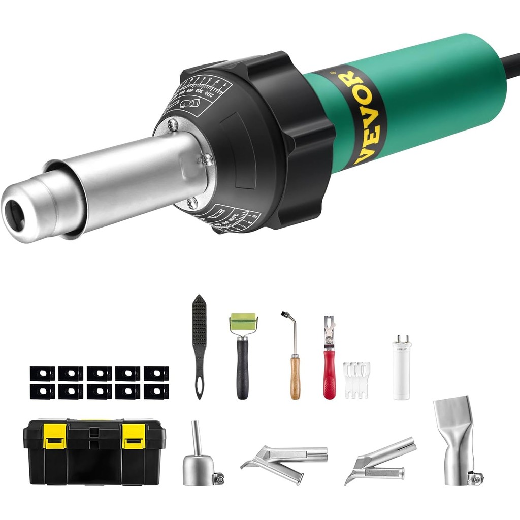 VEVOR Hot Air Plastic Welder, 1600W Hot Air Torch Pistol, 122-1112℉ PVC ...