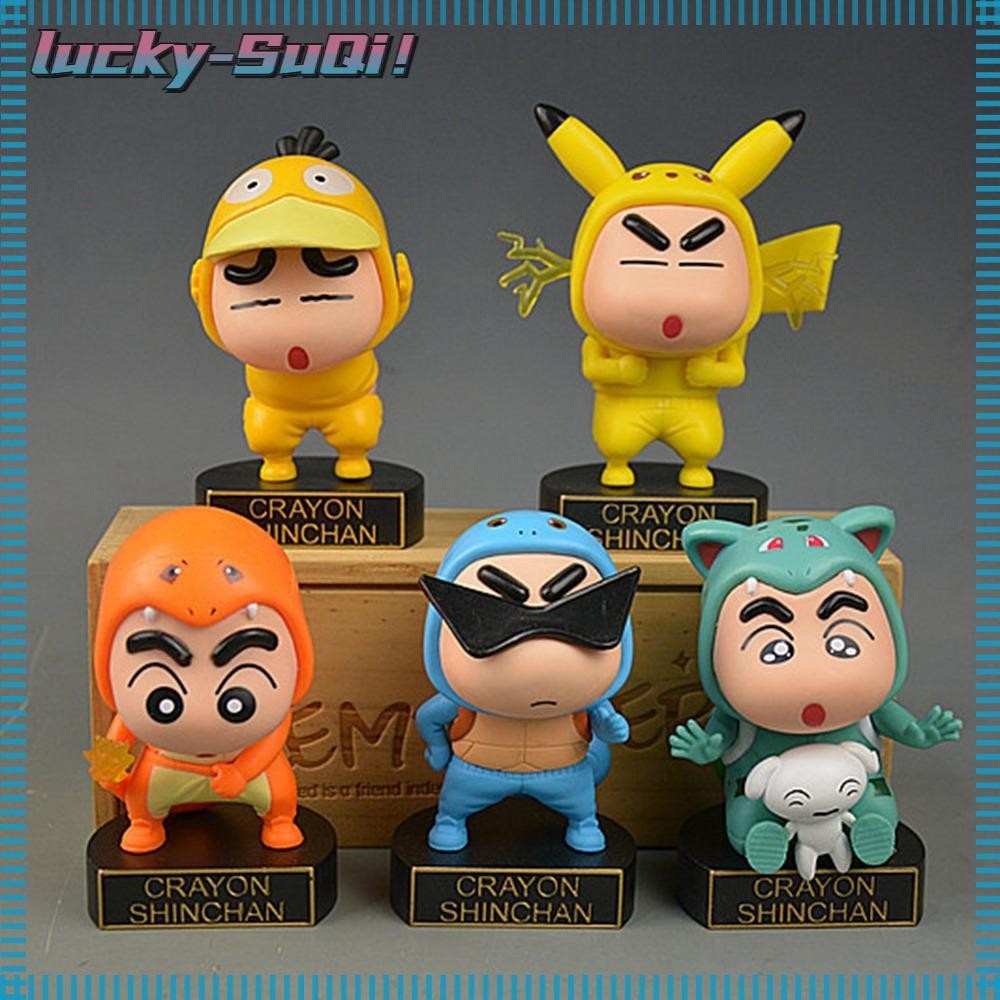 LUCKY-SUQI 1pc/5pc Crayon Shin-chan Model, PVC about 11cm Cartoon Doll ...