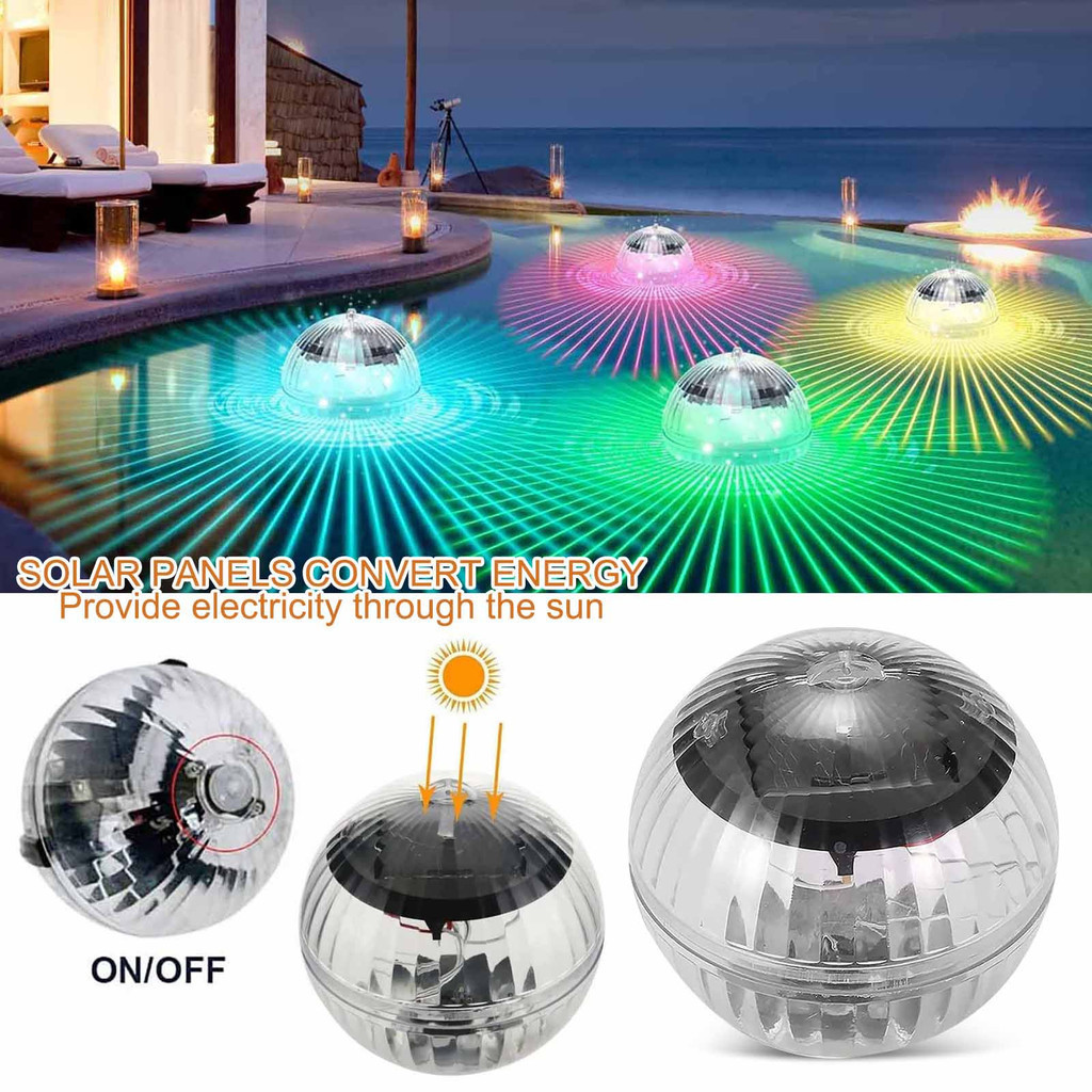Underwater Pond Lights Solar Powered Pool RGB LED Bulb Shower Ball Toy ...