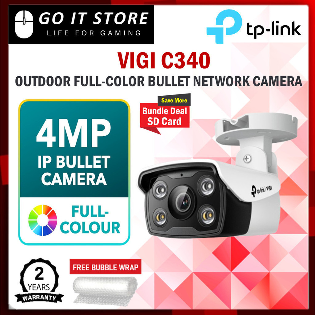 TP-Link 4MP VIGI C340 Outdoor Full-Color Ultra-HD Bullet IP Network ...
