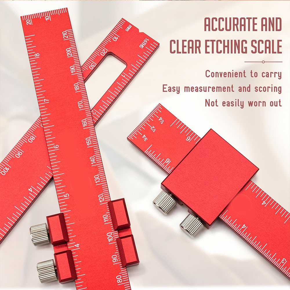 Pocket Ruler T Type Scribing Ruler Carpenty Square T Track Ruler Inch ...