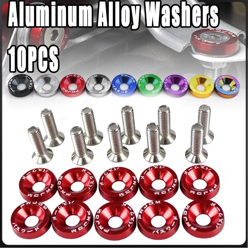 10-Pack red color M6 JDM Style Aluminum Washers and Fender Screws Set ...