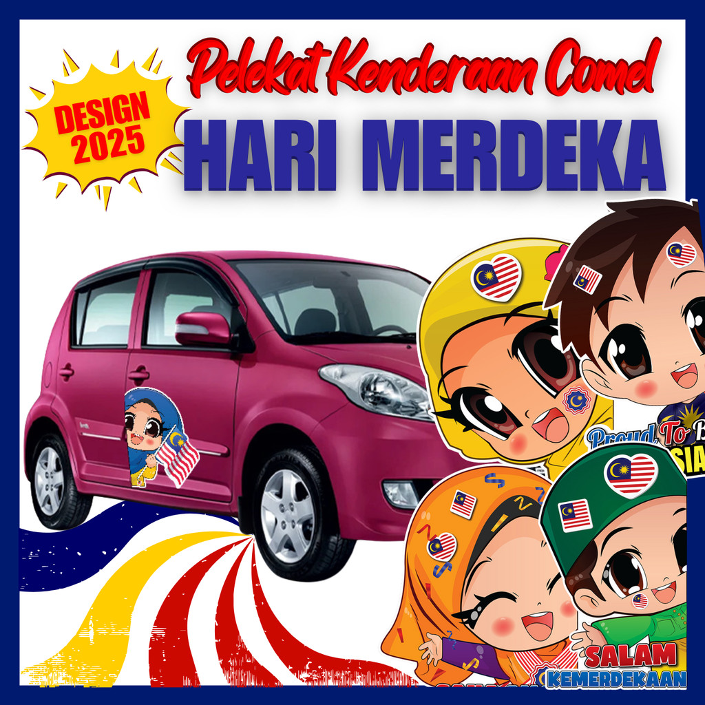 Pelekat kenderaan kartun comel sempena sambutan hari Kemerdekaan ...