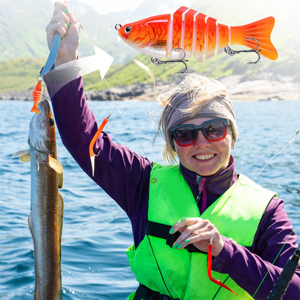 Artificial Fishing Bait WithHook,Multi Jointed Swim Crank Fishing Lure 3 9in 0 56oz Bionic Hard Fishing Bait Suitable Fresh Water Saltwater Slow Sink